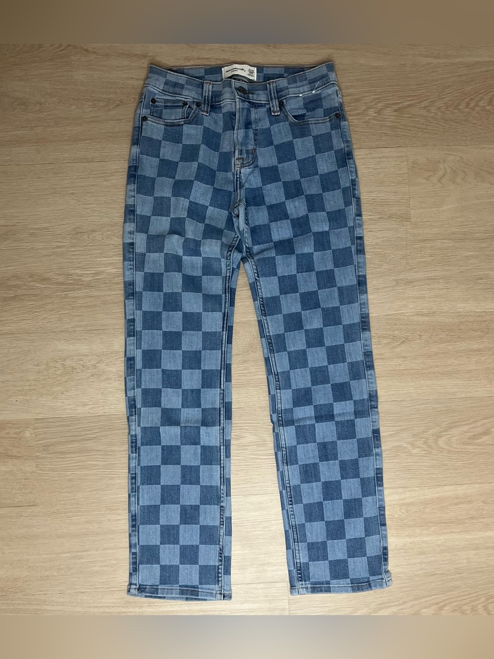 Abercrombie Kid’s Junior Blue Checkered Straight Jeans